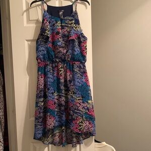 Bisou Bisou High Low Dress - Blue and Pink Floral
